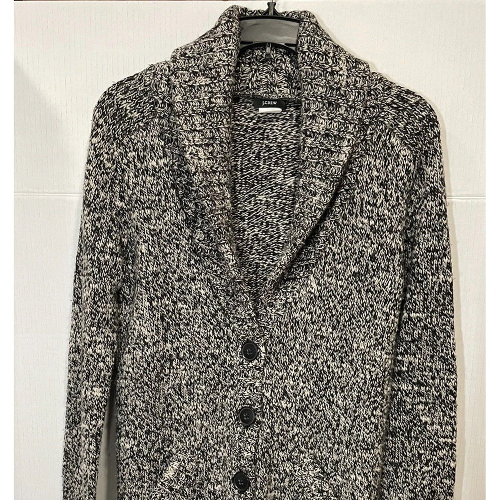 J. CREW Womens Wool-Blend Shawl Collar Cardigan Sweater Gray Sz 4 Front Button